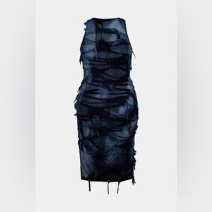 Micas tie dye ripped sleeveless slit tank midi dress size 0XL MA1-28